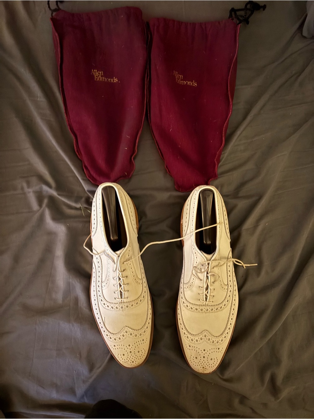 Allen Edmonds Men's Cream Wingtip Brogue Oxfords